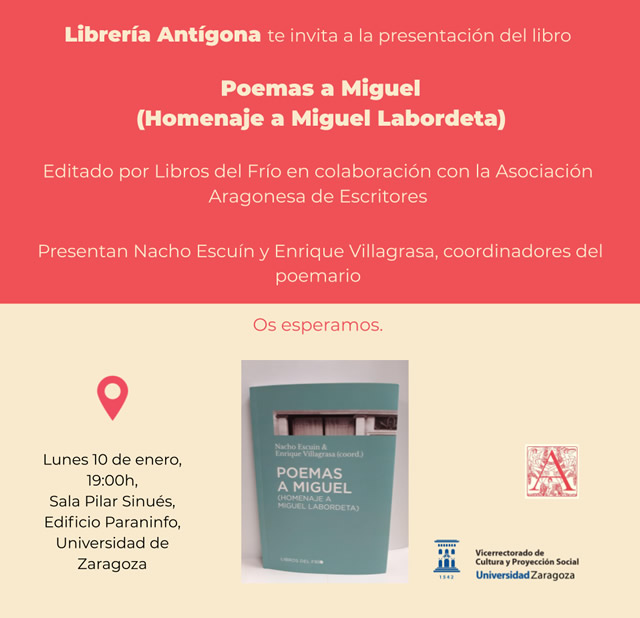 Nacho Escuín y Enrique Villagrasa presentan Poemas a Miguel. Homenaje a Miguel Labordeta